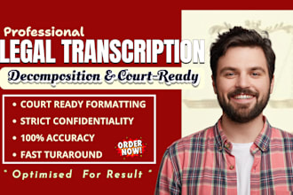transcribe legal and  medical audio, depositions, court proceedings for research