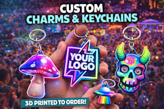 design and 3d print custom charms keychains or accessories