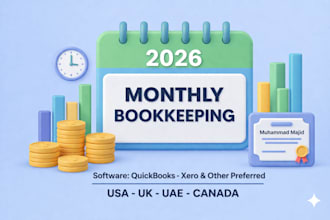 provide monthly bookkeeping for e commerce, service biz