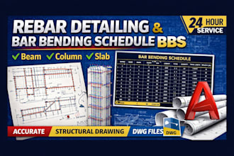 do rebar detailing and bar bending schedule bbs for beam column slab