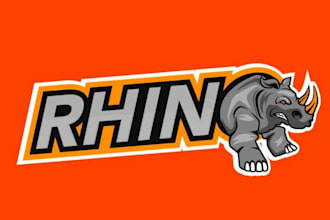 create original classic mascot rhino logo for your business