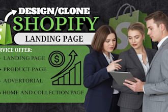 design a shopify landing page with pagefly or gempages for one product store