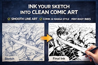 ink your sketch into clean professional comic line art