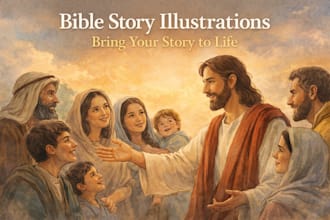 design bible story illustration christian book bible theme illustration