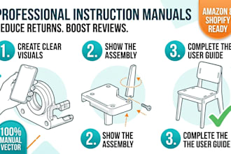 design amazon product instruction manuals and technical line art illustrations