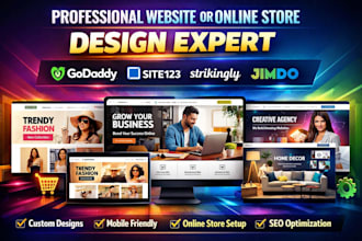 design godaddy, site123, strikingly and jimdo website or online store