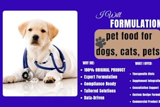 formulate pet food for dogs, cats, pets