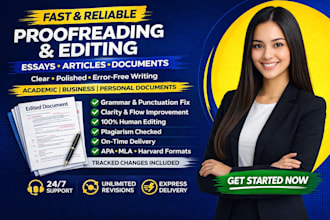 proofread and edit your essay article and document professional