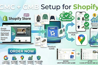 do gmc gmb setup for shopify woocommerce google shopping free listings local SEO