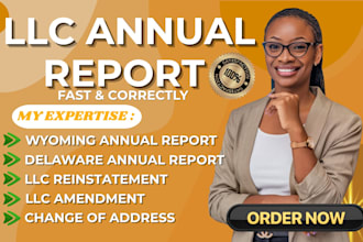 file llc annual report, amendment, reinstatement for delaware and wyoming llc