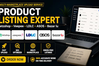 setup and list product upload on jd letzshop veepee ldlc asos bazar lu expert