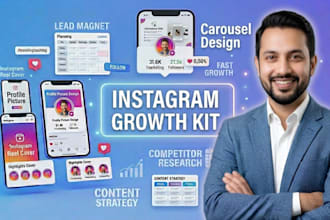 design instagram growth kit with carousel, reel and highlights cover and more