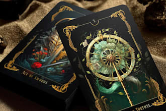 draw a custom tarot or oracle card full deck with box