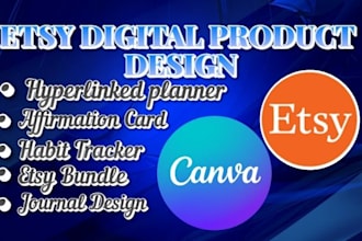 design etsy digital products, planners, hyperlink journals and mockups