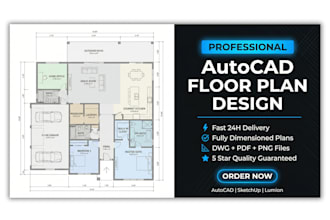 create stunning autocad 2d floor plan, 3d floor plan design and architectural 3d