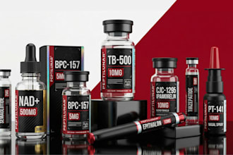 product label design peptide label supplements cbd label 3d peptides vial mockup