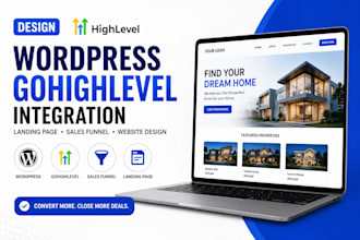 wordpress gohighlevel integration landing page, salesfunnel, and website design