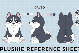 design custom plushie reference sheet stuffed animal toy ych concept