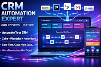setup zoho crm, zoho automation, zoho pipedrive, zoho honeybook, zoho flow, zoho