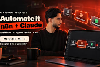build n8n automation, n8n ai agent, make com workflow and claude ai agent