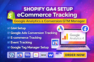 shopify ga4 setup ecommerce tracking google analytics conversion gtm manager
