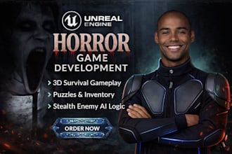 develop unreal engine 3d horror survival shooter game inventory stealth ai logic