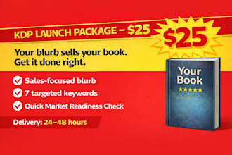 create KDP book blurb, keywords, rate book
