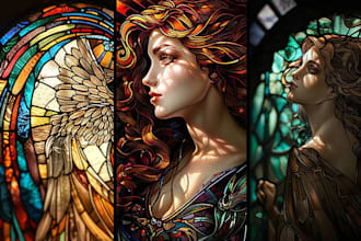 draw classic line art or colored art for stained glass art character or image