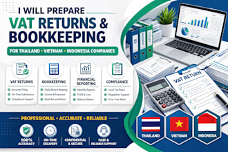 prepare vat returns and bookkeeping for thailand vietnam indonesia companies