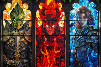 custom 2d glass art design 2d stained glass art