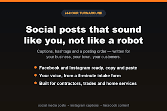 write social media posts, instagram captions and facebook content