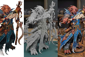 convert 2d to 3d model anime figure tabletop model, add color to 3d model prints
