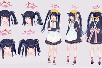 custom mmd pmx anime avatar vrchat vtuber koikatsu with facial expressions rig