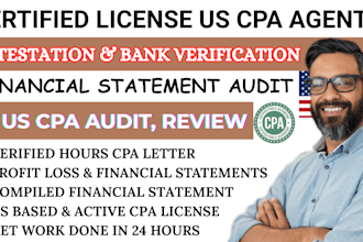 us cpa letter and financial statement audit, p,l attestation, bank verification