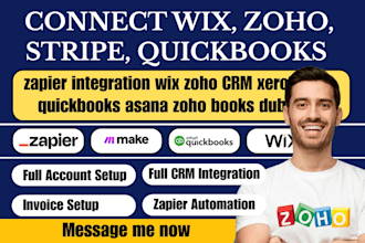 zapier integration wix zoho CRM xero stripe quickbooks asana zoho books dubsado