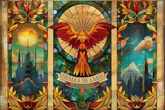 create stunning vintage stained glass posters