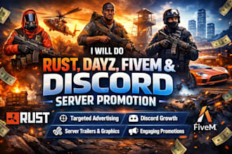 do rust, dayz, fivem server promotion, discord server promotion, fivem server ad
