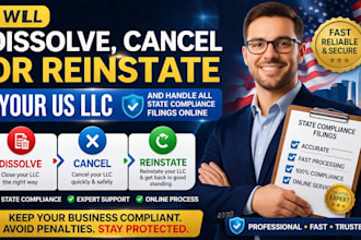 dissolve cancel or reinstate your US llc and handle all state compliance filings