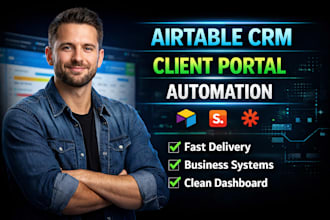 build airtable database, airtable CRM, client portal, and automation system