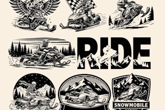 create vintage personalized snowmobile rider logo