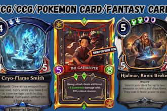 create custom trading card game design tcg card  pokemon fantasy card artwork