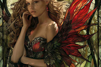 draw custom fantasy art in stained glass digital style