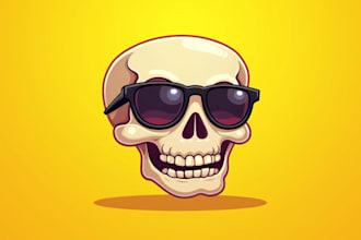 do skull head cartoon character mascot logo 1 day