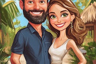 do couple caricature illustration for you
