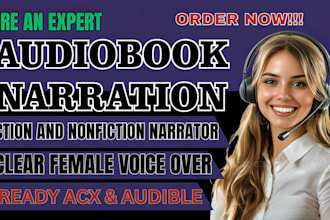 be your female audiobook narrator for children book, ppt voice over self help