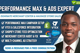 performance max google merchant ad center campaign vtex salesforce shopify store