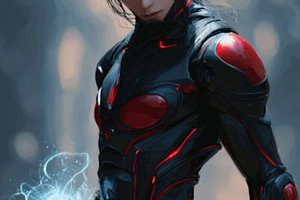 design a cinematic superhero character with detailed