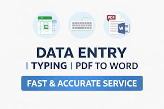 do fast data entry, typing, pdf to word and copy typing work