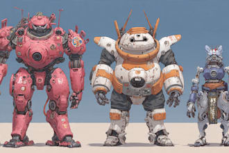 draw amazing character mecha robot illustration
