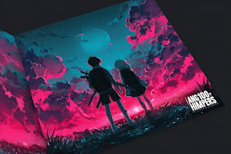 make vector minimalist anime for album cover logo wallpaper
